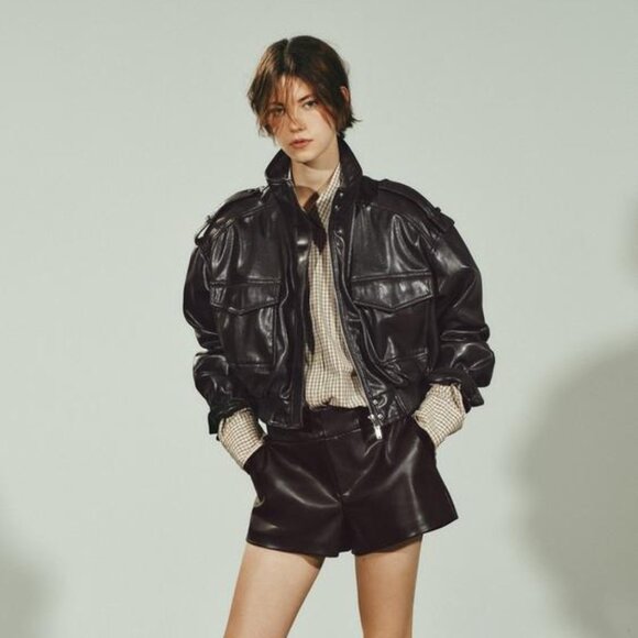 ZARA FAUX LEATHER CROPPED JACKET - Picture 2 of 12